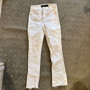 White Veronica Beard carly kick flare high rise jeans